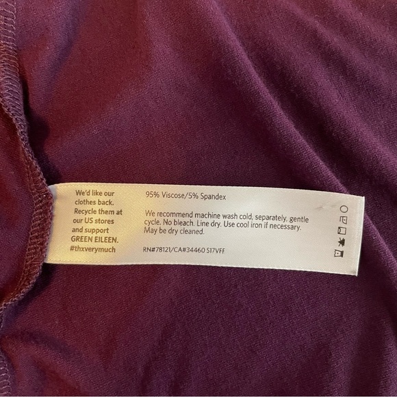 Eileen Fisher Tunic Dress Women’s L Purple Burgundy Flowy 3/4 Sleeve Relaxed Fit - Picture 14 of 15